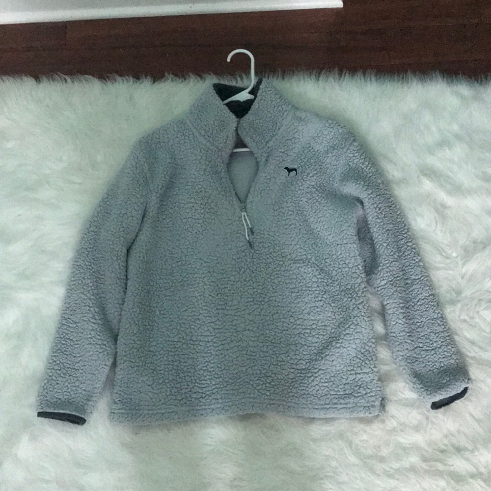PINK baby blue Sherpa pullover size XS